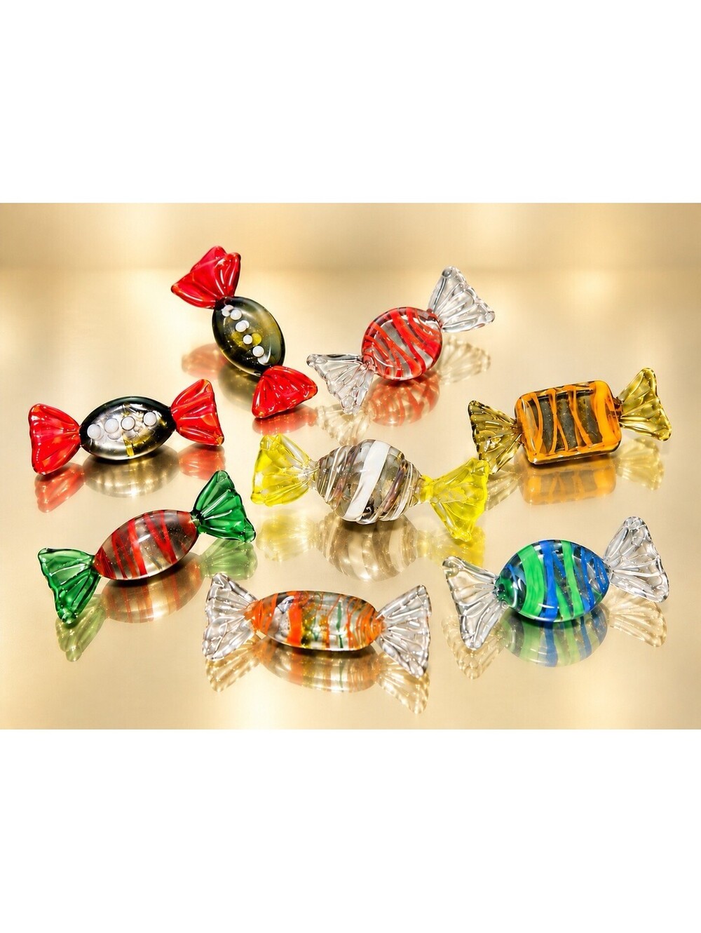 Lot of 12 Vintage Murano Blown Candy Glass Wrapped Art Pieces Italy